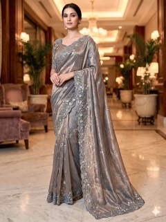 Grey Work Saree