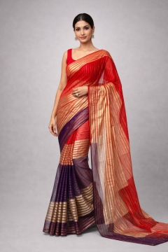 Stunning Red Padding Saree